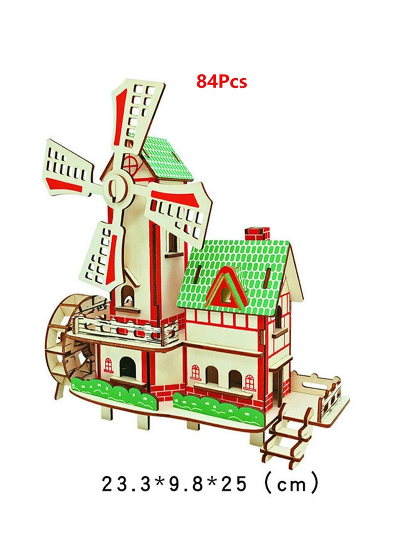 لعبة ألغاز خشبية تعليمية ثلاثية الأبعاد للأطفال يمكن تجميعها يدويًا (84 قطعة مزدهرة) - Image 2